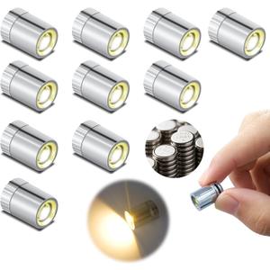 Mini LED Lights, 10 PCS Small Spotlight Battery Operated Tiny SMD Lamp for DIY Craft & Creative Decor. Perfect for Miniatures, Displays, and Custom Projects(Warm White)