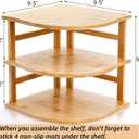 Goaste 3-Tier Bamboo Corner Shelf, Kitchen Countertop Storage Organizer, Cabinet Plate Rack for Pantry Organization, Bathroom, Desktop, 9.5 x 9.5 x 9.5 Inch
