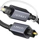 IVANKY Optical Audio Cable 10ft/3M, Long Digital Audio Optical Cable for Soundbar, S/PDIF Toslink Fiber Optic Cord [Braided, Gold-Plated Connectors, CL3 Rated] for TV, Home Cinema, Xbox/PS4, Sonos