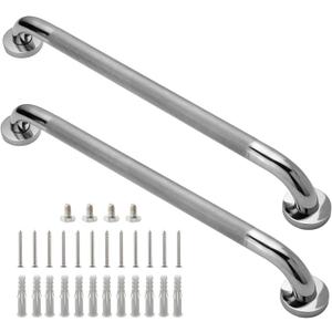 Shower Grab Bar, 2 Pack 24 Inch Bathroom Grab Bar, 1.25" Diameter 304 Stainless Steel Anti-Slip Grab Bars for Bathtubs and Showers, Handicap Shower Grab Bar for Seniors Elderly (Silver)