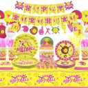 KEFAN Softball Birthday Decorations - Softball Theme Tableware Supplies including HAPPY BIRTHDAY Banner, Plates, Cups, Napkins, Tablecloth, Balloons for Girls Birthday Party