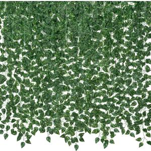 CQURE 96 Pack 672Ft Artificial Ivy Garland, Fake Vines UV Resistant Greenery Leaves Fake Plants Hanging Aesthetic Vines for Home Bedroom Party Garden Wall Room Decor