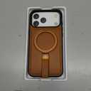 Butaiga for iPhone 17 Pro Max Leather Case with Stand, Anti-Slip Grip Ring, Fits for MagSafe (Brown, iPhone 17 Pro Max)
