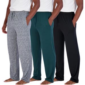 Real Essentials 3 Pack: Men's Soft Pajama Lounge Pants with Drawstring & Pockets - 4-Way Stretch & Wicking-Big & Tall (Medium) Real Essentials 3 Pack: Men's Soft Pajama Lounge Pants with Drawstring & Pockets - 4-Way Stretch & Wicking-Big & Tall (Medium)