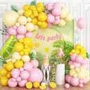 Lemon Balloon Arch Garland Kit, Pink and Pastel Yellow Balloon with Green Yellow Lemon Foil Balloons for Baby Shower Bridal Wedding Graduation Birthday Lemonade Theme Party Decorations