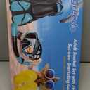 Snorkel Set with Fins for Adults, Snorkeling Gear for Adults Men and Women, Snorkle, Mask Set Adults Dry Top Snorkel Mask Combo Set with Travel Bag for Snorkeling, Diving, Swimming (Small-Medium, Black)