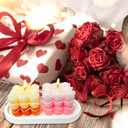 4 Pack Rose Bubble Candles - Multi-Color Gradient Cube Soy Wax Pillar for Home Decor, Romantic Scented for Valentine's Day, Wedding, Anniversary, Birthday and Gift