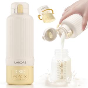 2025 AI Portable Baby Bottle Warmer for Travel  17oz Cordless Milk Warmer with Detachable Battery, USB Rechargeable Breast Milk Warmer, Baby Bottle Heater for Home and On-The-Go Use (Off White)