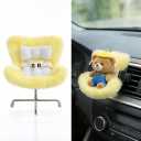 Ezcora Cute Car Accessories for 10-17cm Dolls, Doll Car Seat with Clip onto Car Air Vent, Includes Seat Leg for Desktop Display (Yellow)