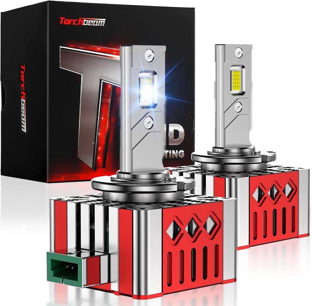 Torchbeam D3S D3R LED Bulbs, 28000 Lumens 8000K Ice Blue 600% Brightness, Xenon HID Replacement 66340 42403 42302 (42403C1) Lights, Plug and Play Fog Light Bulbs, Pack of 2