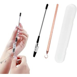 2 Pcs Bracelet Helper Tool Hook, Bracelet Helper to Put on Yourself, Wearing Tool Aid Assistance for Necklace Watch Clasps Zippers Crafts Adjustment(Silver and Rose Gold)