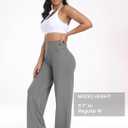 ESOFT Wide Leg Pants Women High-Waisted Yoga Work Dress Pants with Pockets, Casual Sweatpants, Petite/Regular (Gray, M)