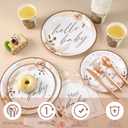 Dandat 350 Pcs Baby Shower Plates Set Baby Shower Party Supplies Serves 50 Tableware Sets Include Plates Napkin Cup Forks Knives Spoons Disposable Dinnerware(Boho Pampas Grass,Brown)
