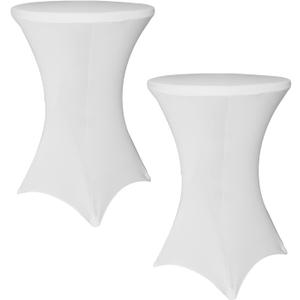 SUNTQ 2 Pack Spandex Table Covers, Cocktail Fitted Tablecloths, Round Highboy Stretch Table Cloths for Party, Wedding, Birthday, Banquet, Vendors,Bistro Table,White, 30"-32" Diameter x 40"-43" Height