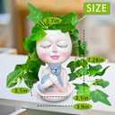 Face Plant Pots Head Planters - Face Flower Pot Head Planter with Cat, Succulent Pots with Drainage Hole, Resin Lady Planter for Indoor Outdoor, Home Decor, Mother's Day/Women Gifts