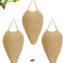 3 Pack Large Crochet Wasp Nest Decoys, Faux Wasp Nest Deterrent for Outdoor Hanging for Wasps Hornets, Hornets Nest Decoy Decoration for Patio and Eaves, Beige