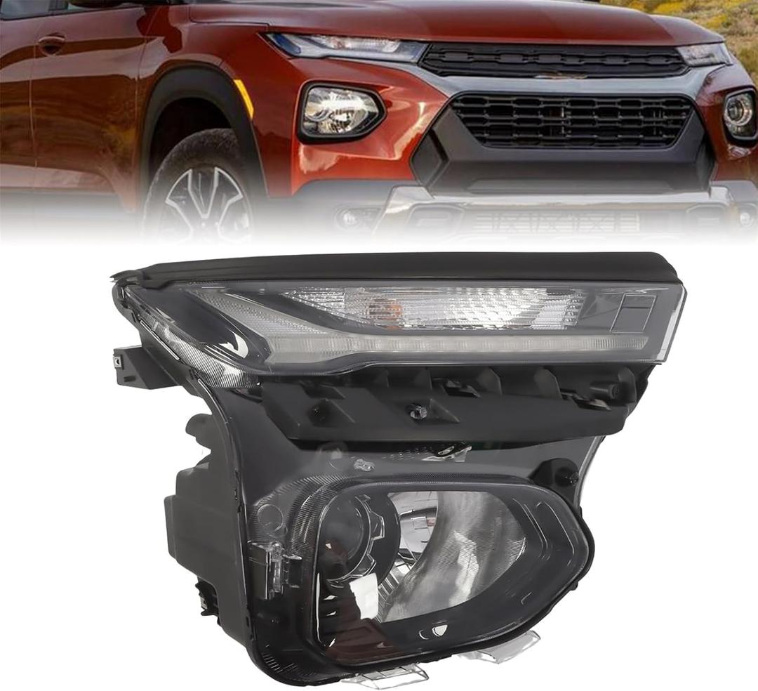 Passenger Halogen Headlight Assembly Compatible with 2021 2022 2023 Trailblazer LS/LT/RS/Activ Headlamp w/DRL Bulb Right Side GM2503520 42790340