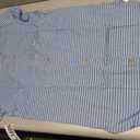 Vrtige Women's Button Down V Neck Short Sleeve Nightgown Pajamas Azure Small