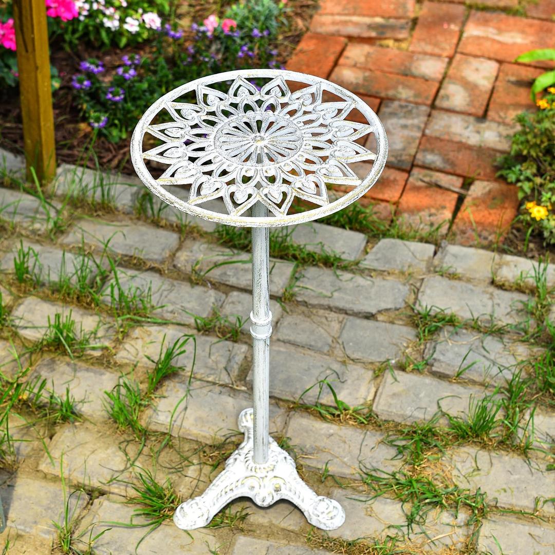 Sungmor Heavy Duty Cast Iron Potted Plant Stand, 24.2" Tall Metal Plant Stand, Vintage & Rustic Style Flower Stand Indoor Outdoor Garden Table, Decorative Flower Pot Holder for Balcony Patio