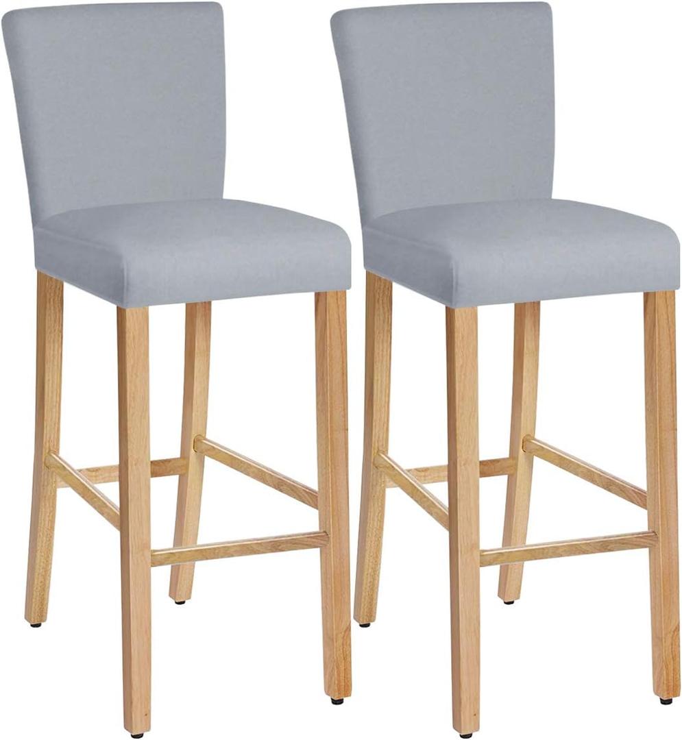 Stretch Removable Washable Dining Room Chair Covers,Bar Stool Covers,Barstool Chair Slipcovers Pub Counter Seat Cover (Light Grey,Set of 2)