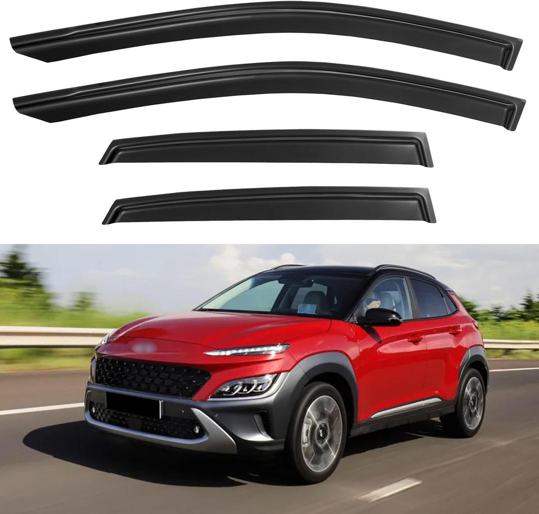 Window Visors Rain Guards for 2018-2023 Hyundai Kona, Out-Channel Window Vent Wind Deflectors Visors Shades for 18-23 Kona