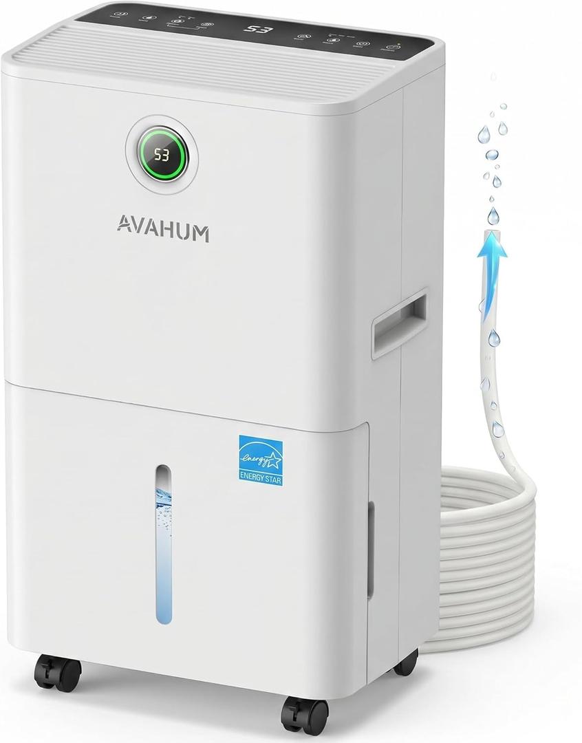 Avahum150 Pint 2026 Energy Star Dehumidifier for Basement with Pump,7000 Sq.Ft Commercial Dehumidifier with Drain Hose for Home,Industrial Large Rooms 2.1 Gal Tank,24H Timer