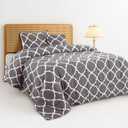 LUX Dcor Reversible 4pc Twin Comforter Set, Printed Bedding Set, All-in-One Bed in a Bag, Includes 1 Comforter, 1 Pillow Sham, 1 Decor Pillow & 1 Bed Skirt (Quatrefoil Grey,Twin)