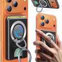 Compatible with Magsafe Wallet 3 Cards Holder [20X Strong Magnet] Magnetic Phone Grips Stand Mount Dual Ring 360 Rotation Desk Cellphone Fits for iPhone 17/16/15/14/13/12 Pro Max (Black)