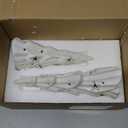 AOMOONOA Ceramic White Christmas Trees with Lights, 2Pcs Light Up Tabletop Porcelain Christmas Tree, Glossy Hollow-Carved Small Xmas Tree Figurines for Modern Home Decoration, DIY Winter Village