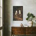 Vintage Halloween Two Cute Ghosts Library Wall Art Ghost Reading Book Canvas Posters Whimsical Goth Dark Academia Horror Prints Decor For Living Room Bedroom8x12inch black framed (style-5)