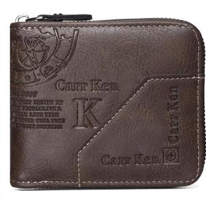 Mens wallet Leather wallet men Wallet Zipper RFID Bifold Wallet for Men ID card Window Credit Card Coin Photo Multifunction Card Slots Gift for Him,Light Brown