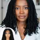 FANCEE Full Lace Short Faux Locs Wig with Baby Hair Pre Plucked Knotless Square Part Straight Pencil Size Dreadlock Soft Locs Full Double Lace Wig for Black Women Natural Hairstyle
