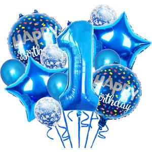 Balloons, 11 pcs Foil Balloons 1 Year Old for 1st Birthday Party Supplies Decoration Confetti Balloon Party Balloons Birthday Party Supplies 1 Years Old Birthday Balloon (1th, Blue)