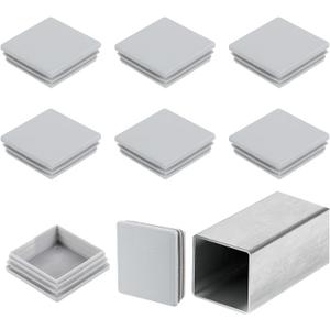 uxcell 2 3/8" (60mm) Square Tubing End Caps, 8 Pcs Plastic Hole Plugs Insert End Cap for Metal Tubing Post Chair Leg Table Bookshelves Furniture, Grey,60 mm x 60 mm x 19 mm, 8