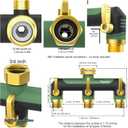 3 Way Garden Hose Splitter,High Flow Outdoor Faucet Splitter,Hose Splitter with Independent Shut Off Valves,Wide Spacing for Hose Timers,Sprinklers,Lawn,Yard and Garden Watering