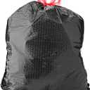 Amazon Basics 30 Gallon Flextra Strength Multipurpose Drawstring Trash Bags, 20% Post Consumer Recycled Material, Tear Resistant, Black, 50 Count