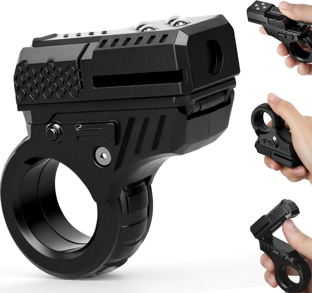 3D Fidget Slider Toy for Kids Adults, Fidget Ring, Plastic 5 in 1 EDC Fidget Spinner Desk Toy for Stress Relief, Finger Hand Roller Gifts for Office Classroom Boys Men (Black)