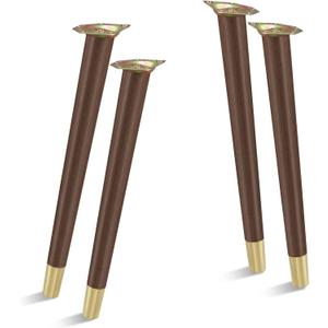TEMI 16 inch Wood Furniture Legs Set of 4, Mid Century Style Coffee Table End Table Chair Desk Legs with Mounting Screws, Grey Walnut