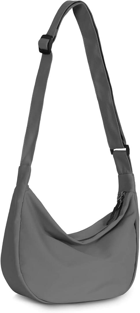 Crossbody Crescent Bag for Women Men Trendy, Crescent Sling Bag with Adjustable Strap, 2 Zippers Lightweight