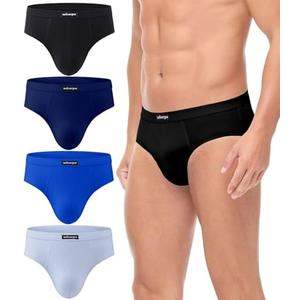 wirarpa Men's 100 Cotton Briefs Underwear No Fly Covered Waistband 4 Pack S