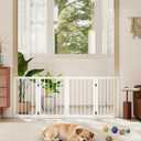 Free Standing Dog Gate Indoor, Foldable Dog Gate for Doorways Stairs Hallways,4-Panel Freestanding Pet Gate with Support Feet for Stability, Folding Puppy Gate Easy to Move, Doggy Gate 72"x24", 4-Panel, 24"Tall
