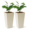 2 -Pack Square 15.2-in W x 30-in H x 15.2-in D White Plastic Contemporary/Modern Indoor/Outdoor with Self Watering Planter   