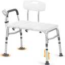 TABEKE Tub Transfer Bench for Bathtub, Tool Free Assembly Shower Chair with Backrest & Armrest, Height Adjustable Shower Bench, Shower Seat for Elderly and Disabled-500lb (Large, Off White/Dark Gray)