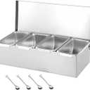 Condiment Jars Seasoning Containers Canisters Spice Pots Multi Compartments Stainless Steel Seasoning Organizer Box for Bar, Four Grids