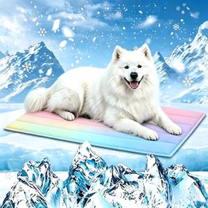 Dog Cooling MatPet Rainbow Gradient Ice MatPet Ice MatPet Cooling PadCooling Gel Pad for Dogs & CatsPet Non-Toxic PVC Summer Sleeping BedHand WashableCat and Dog Accessories (35.5" x 23.6")