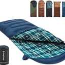 KingCamp Sleeping Bag for Adults, Cold Weather & Warm XL Big and Tall Flannel Sleeping Bags with Compression Sack Portable Waterproof Essentials Gear Accessories for Outdoor Camping, Left Zip