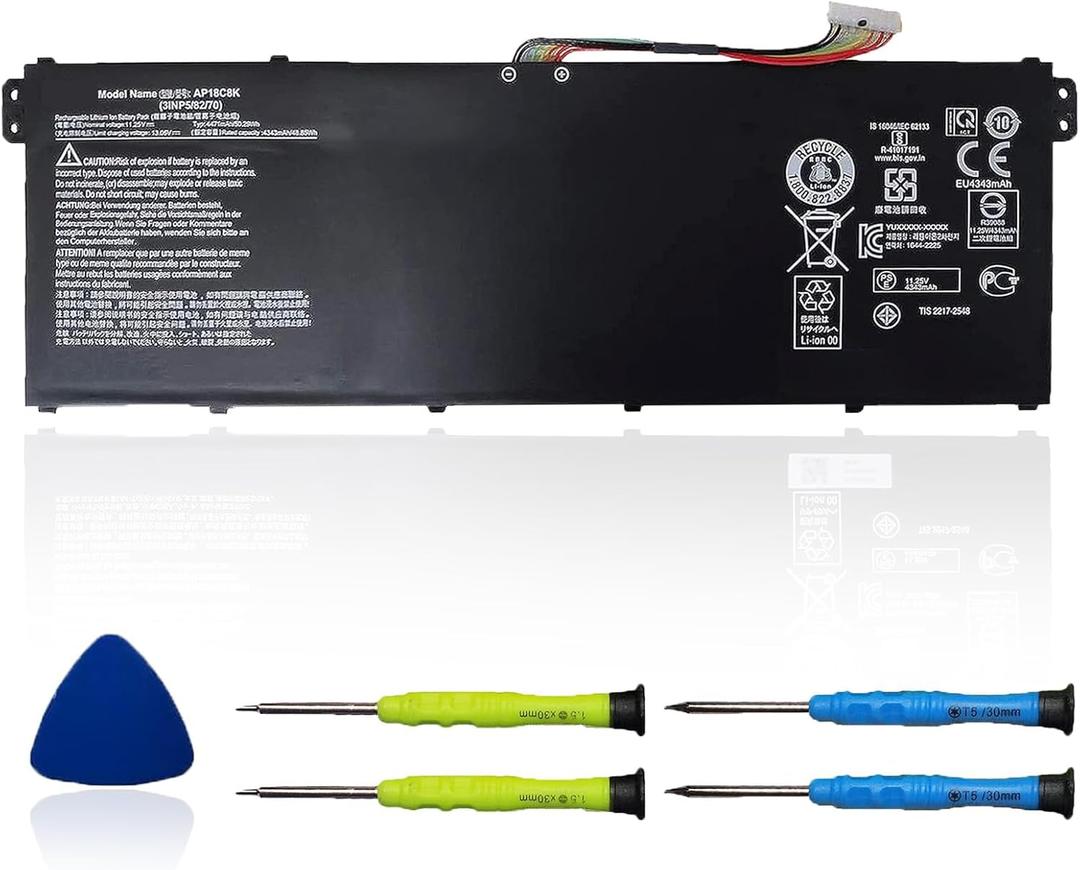 AP18C8K Laptop Battery Compatible with ACER Aspire 5 A514-52 Chromebook 314 C933 Swift 3 SF314-42 SF314-57 SF314-57G SF314-58 Series 3INP5/82/70 11.25V 50.29Wh 4471mAh 4-Cell