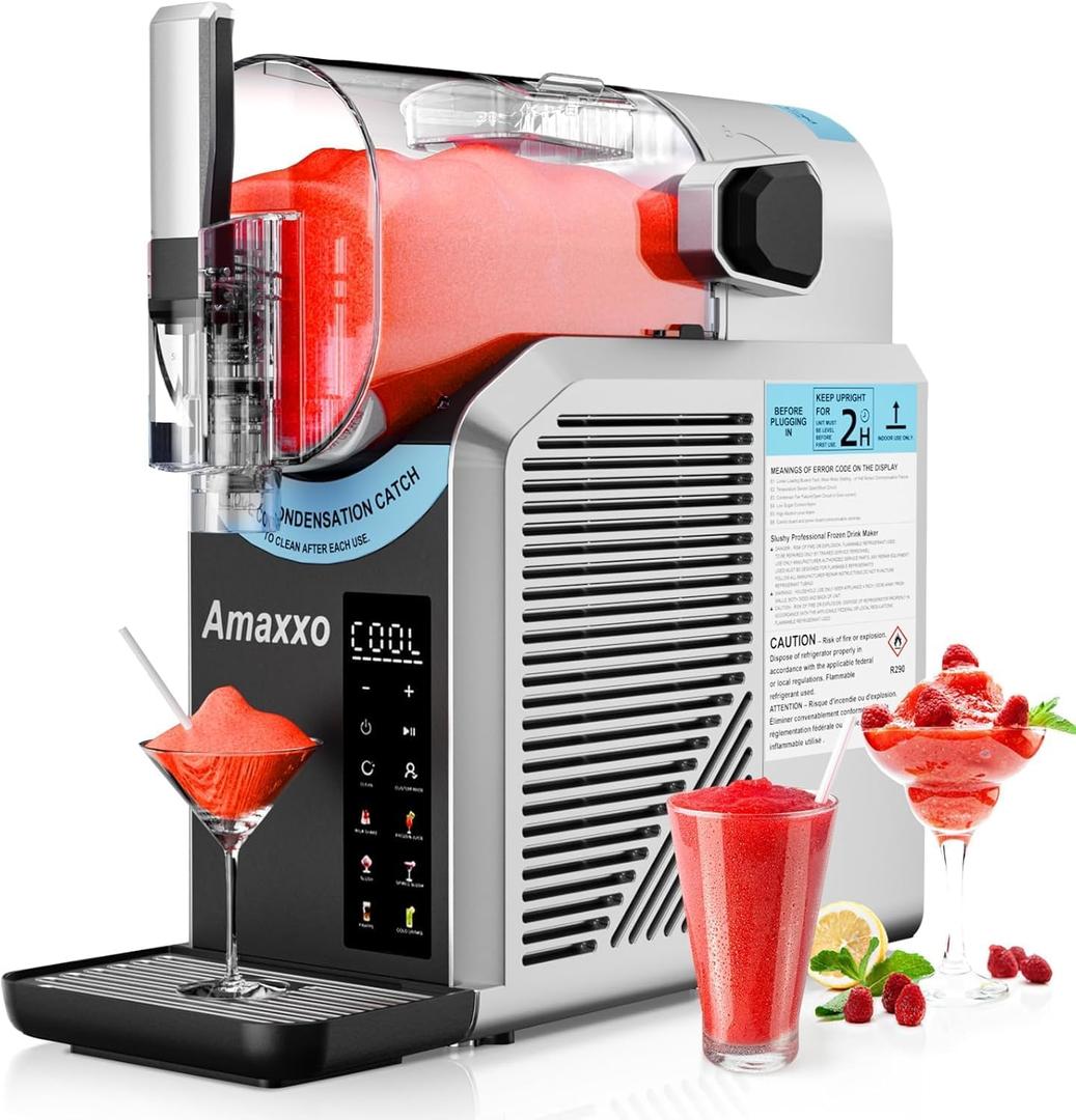 Slushie Machine for Home 15-60Mins - 88oz Slushy Machine Maker No Ice Needed Self Cleaning, Frozen Drink Machine, 7 Preset Programs for Margarita, Frapps, Milkshakes, Soda, Fruit Juice Slushies (68OZ, Silver)