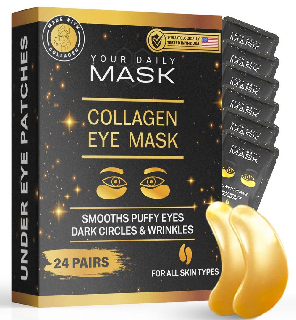 Collagen Eye Masks - Under Eye Patches - Reduce Dark Circles - Puffy Eyes - Wrinkle Treatment - Collagen Eye Pads - Anti-Wrinkle - Undereye Bags - Firming and Hydrating Patches - 24 Pairs