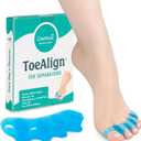 2 x Comfwalk® ToeAlign™ – Toe Separators for Men & Women – Toe Straightener Stretcher – Corrects Bunions, Overlapping Toes, Hammer Toes, Claw Toes – Soft Medical-Grade Silicone Toe Spacers (Blue)